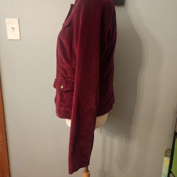 Gadzooks Burgundy Velvet Women's Blazer Military Jacket Size Large - Picture 7 of 11